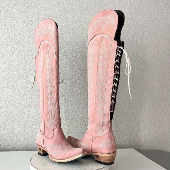 Lane LEXINGTON Over the Knee Womens Cowboy Boots 7.5 Pink Western Cowgirl Tall - Picture 1 of 16